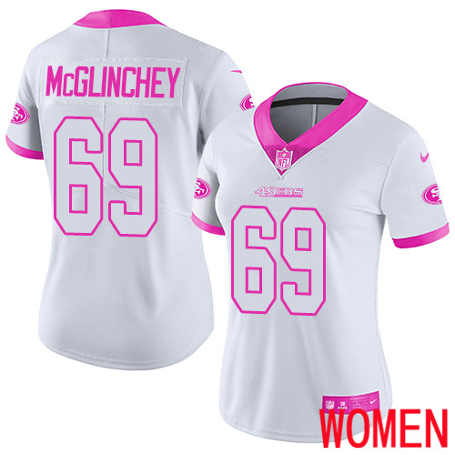 San Francisco 49ers Limited White Pink Women Mike McGlinchey NFL Jersey #69 Rush->women nfl jersey->Women Jersey